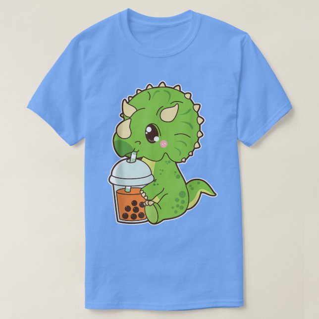 T-shirt Cute Boba Triceratops Dinosaur Thai Iced Bubble Mi (Design devant)