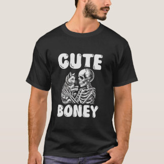 T-shirt Cute Boney Squelette tenant Chat T Chemise