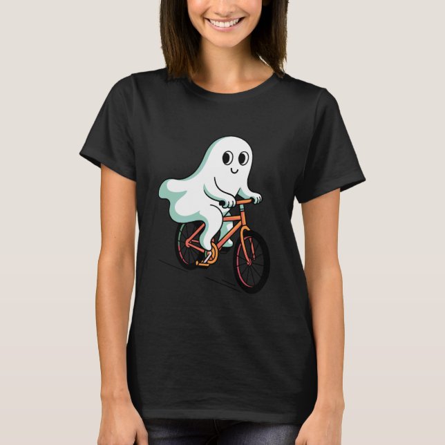 T-shirt Cute Boo Ghost Cycling Halloween Toddler Kids Tric (Devant)