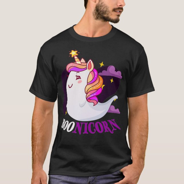 T-shirt Cute Boonicorn Funny Ghost Boo Unicorne Halloween  (Devant)