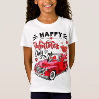 Cute Boston Terrier Chien Red Truck Happy Valentin
