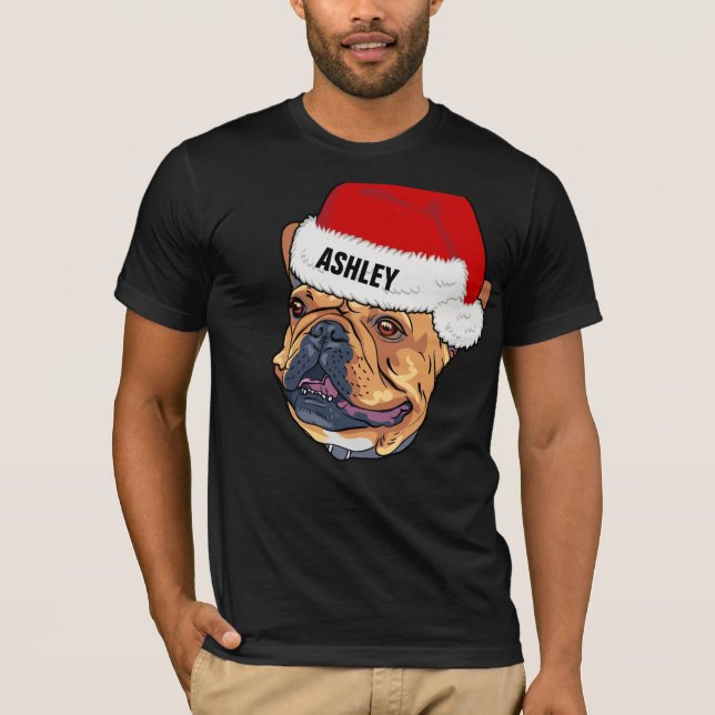 T-shirt Cute Boston Terrier Noël Casquette Chien Big (Devant)