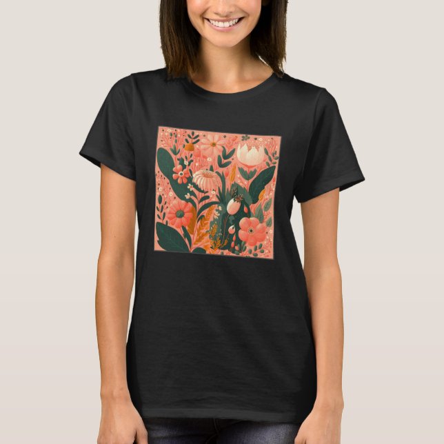 T-shirt Cute Botanical Roses Illustration Gorgeous Flower  (Devant)