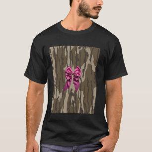 T-shirt Cute Bottomland Camo Aesthétique Pink Ribbon et Bo