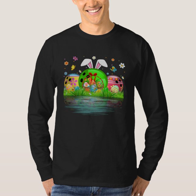 T-shirt Cute Bowling Ball Egg & Bunny Ears Happy Easter Da (Devant)