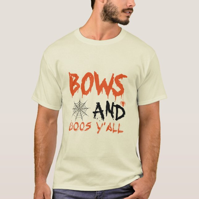 T-shirt Cute Bows Boos Y'all Halloween (Devant)