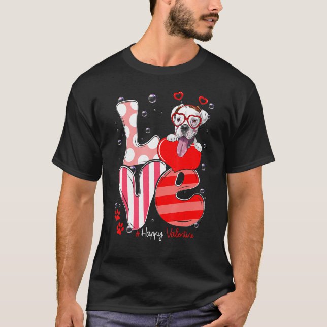 T-shirt Cute Boxer Chien Aimer Valentine Chiot (Devant)
