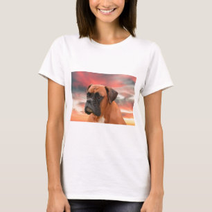 T-shirt Cute Boxer Dog Eau Couleur Huile Peinture Art