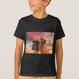 T-shirt Cute Boxer Dog Eau Couleur Huile Peinture Art