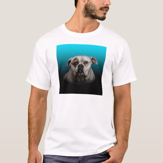 T-shirt Cute Boxer Dog w Blue Black Gradient arrière - pla (Devant)
