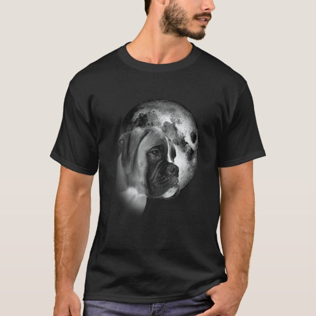 T-shirt cute Boxer Dog with Moon Boxer Dog   (Devant)