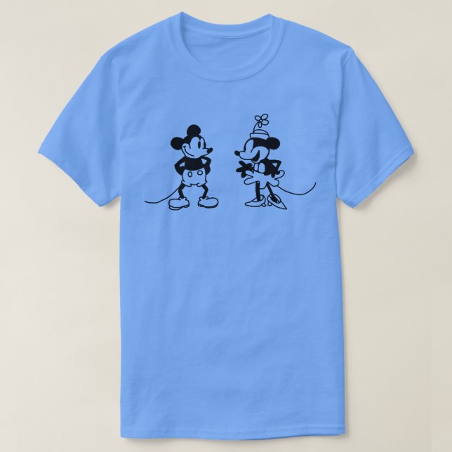 T-shirt Cute Boy Mouse and Girl Mouse in Steamboat Willie (Design devant)