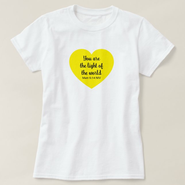 T-shirt Cute Bright Yellow Heart Lumière du monde Blanc (Design devant)