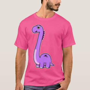 T-shirt Cute Brontosaurus Dinosaur Tee - Purple Dino Adult