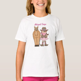 T-shirt Cute brunette personnalisée Cowgirl and Horse