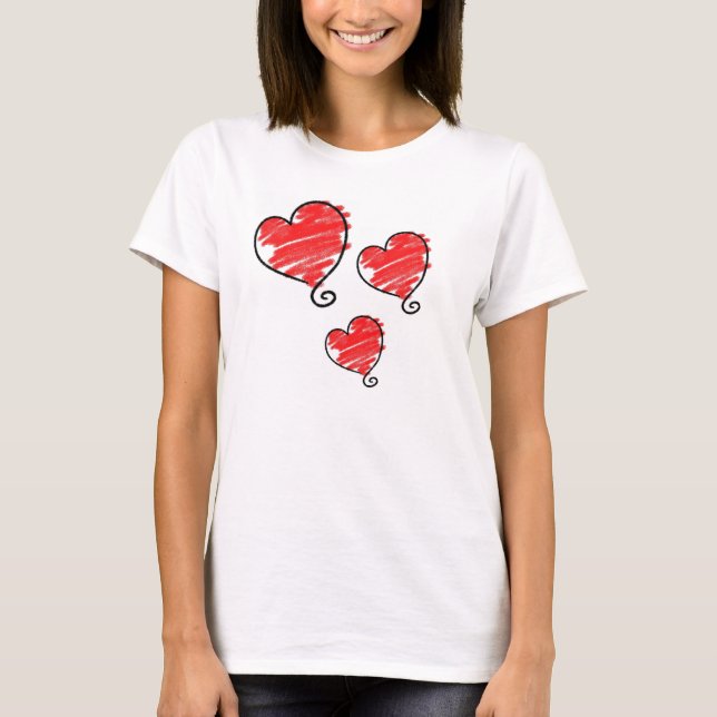T-shirt Cute Bubble Red Heart (Devant)