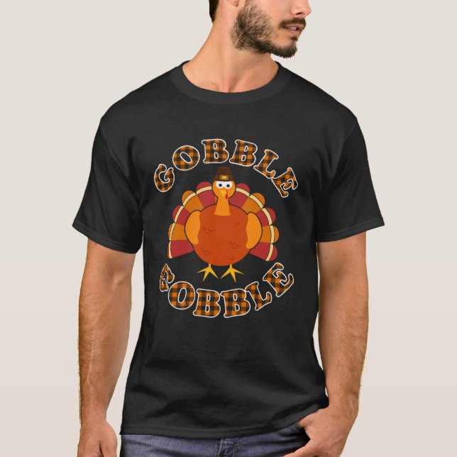 T-shirt Cute Buffalo Plaid Gobble Gobble Turkey Pilgrim Bo (Devant)