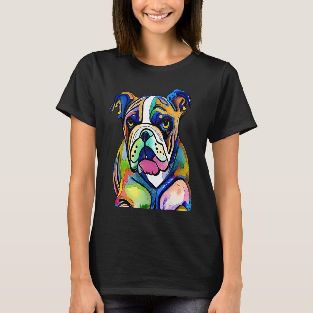 T-shirt Cute Bulldog Watercolour for bulldog lovers, Men W (Devant)