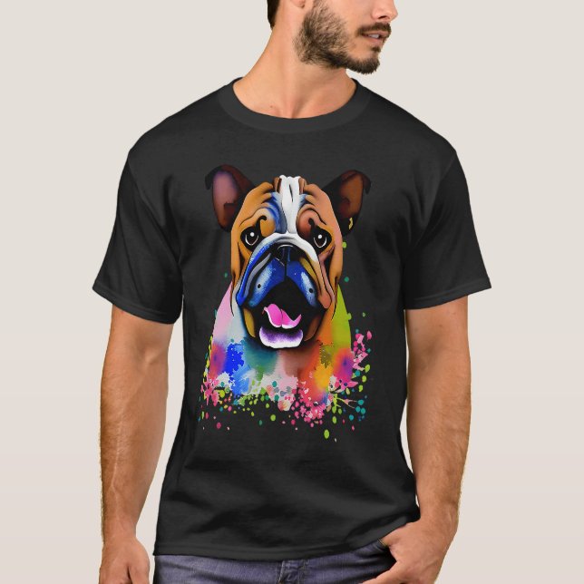 T-shirt Cute Bulldog Watercolour for bulldog lovers, Men W (Devant)
