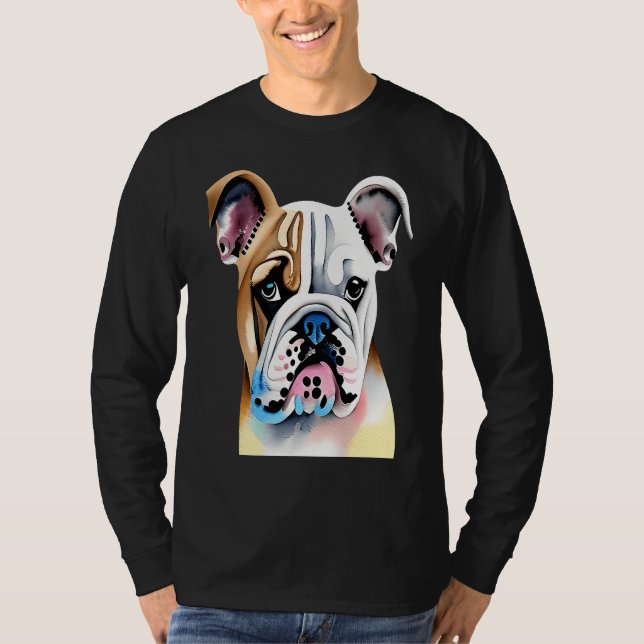 T-shirt Cute Bulldog Watercolour for bulldog lovers, Men W (Devant)