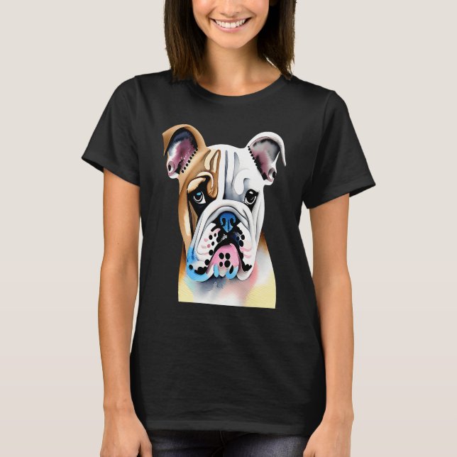 T-shirt Cute Bulldog Watercolour for bulldog lovers, Men W (Devant)