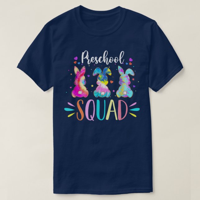 T-shirt Cute Bunnies Enseignant Préscolaire Squad Pâques J (Design devant)