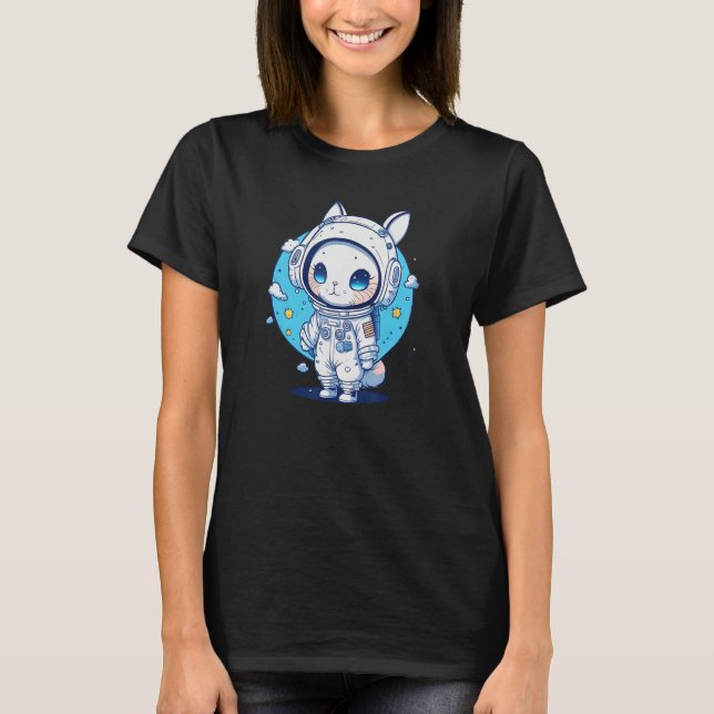 T-shirt Cute Bunny Astronaut Spacesuit Helmet Love Bunnies (Devant)