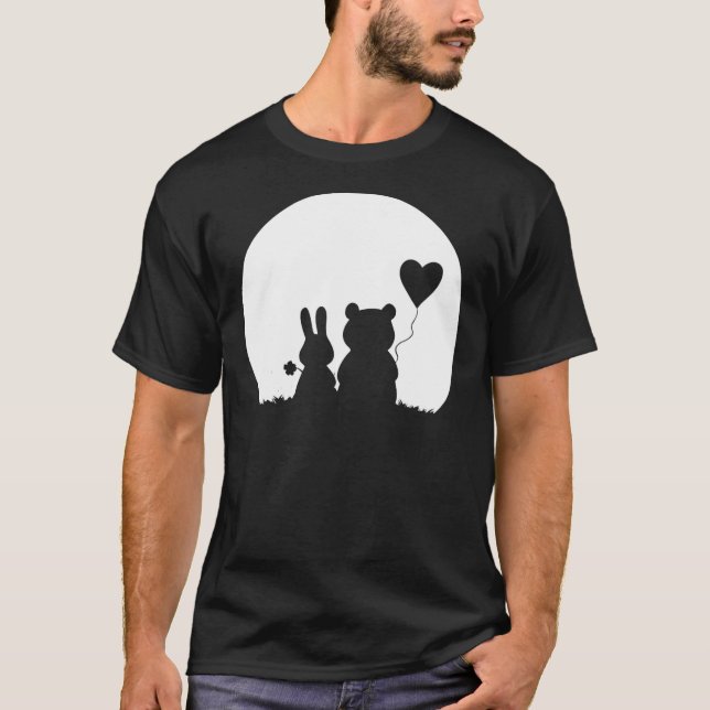 T-shirt Cute Bunny Bear Love Couple Valentine's Day Rabbit (Devant)