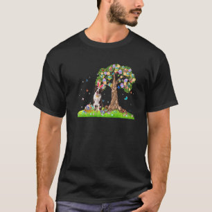 T-shirt Cute Bunny Border Collie Chien & Arbres de Pâques 