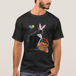 T-shirt Cute Bunny Cat With Easter Egg Basket Happy Easter