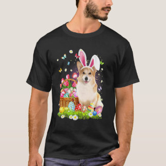 T-shirt Cute Bunny Corgi Dog Easter Eggs Basket Easter Day