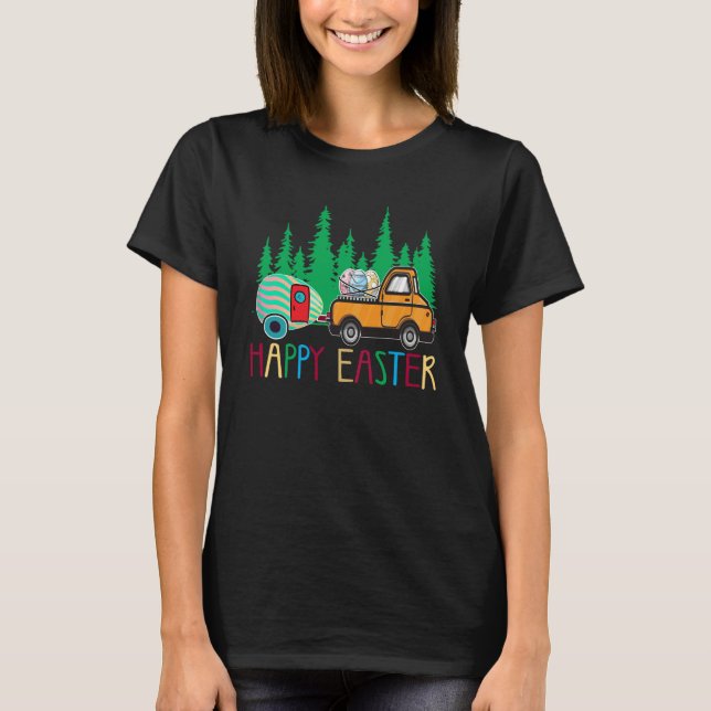 T-shirt Cute Bunny Eggs Easter Camping Happy Easter Day Ca (Devant)