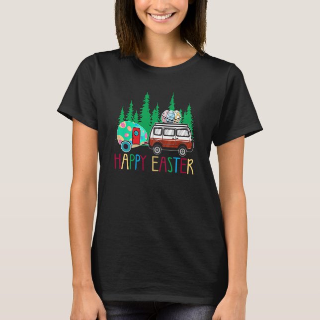 T-shirt Cute Bunny Eggs Easter Camping Happy Easter Day Ca (Devant)