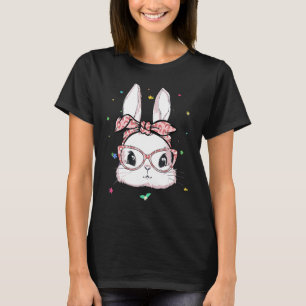 T-shirt Cute Bunny Face Leopard lunettes Headband Happy Ea