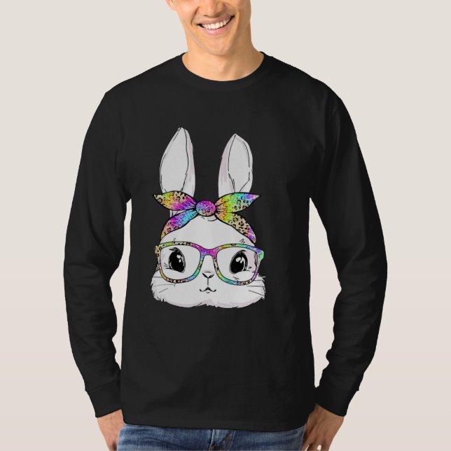 T-shirt Cute Bunny Face Tie Dye Glasses Easter Day (Devant)
