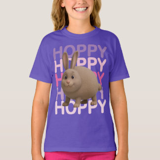 T-shirt Cute Bunny “Hoppy Hoppy” Typography Kawaii Rabbit