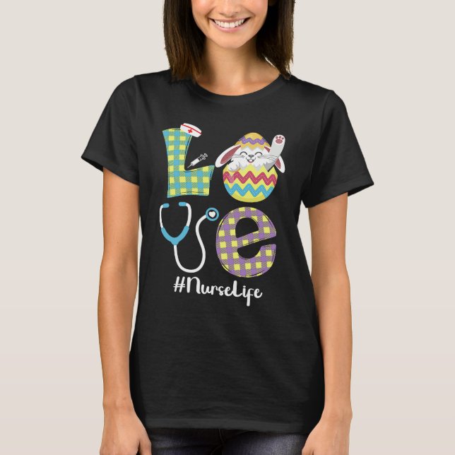 T-shirt Cute Bunny Love Nurse Life Easter CNA RN NP (Devant)