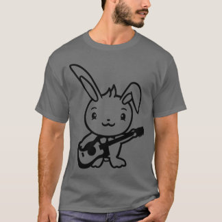 T-shirt Cute Bunny Rabbit Plays Guitar Music Guitarist Fun