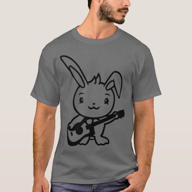 T-shirt Cute Bunny Rabbit Plays Guitar Music Guitarist Fun (Devant)