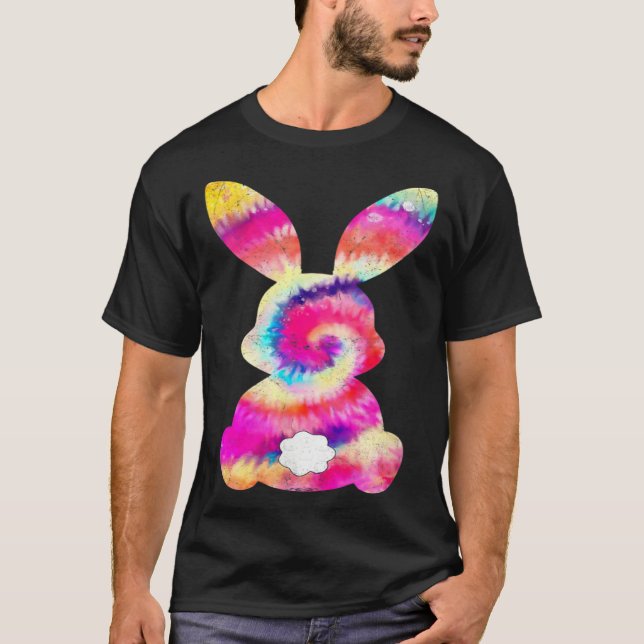T-shirt Cute Bunny Rabbit Tie Dye Bow Tie Easter Day Girls (Devant)