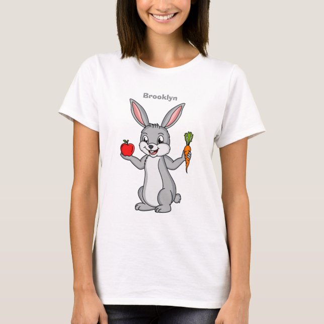 T-shirt Cute bunny rabbit with vegetables (Devant)
