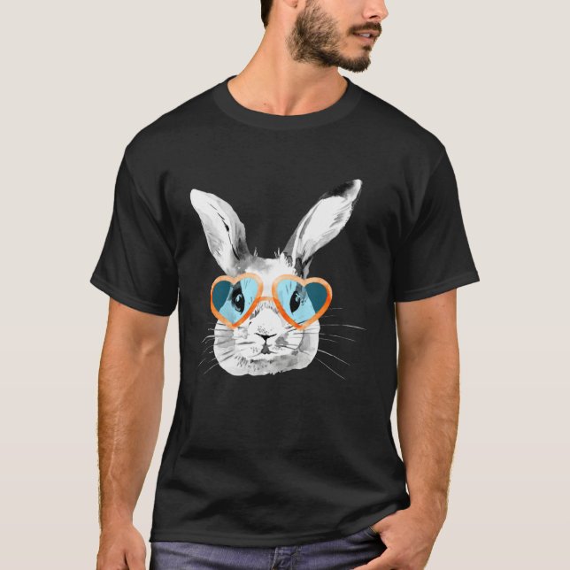T-shirt Cute Bunny With Heart Glasses Easter Day Easter Ra (Devant)