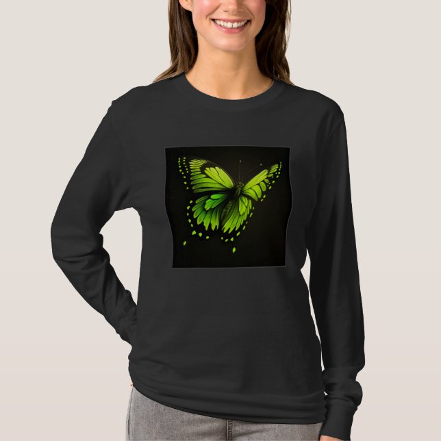 T-shirt Cute Butterfly Illustration Lime Green Gorgeous Wo (Devant)