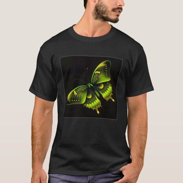 T-shirt Cute Butterfly Illustration Lime Green Gorgeous Wo (Devant)