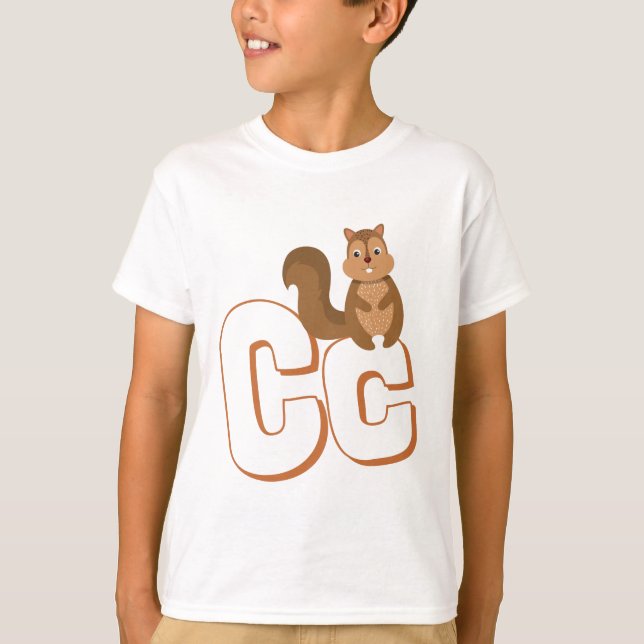 T-shirt Cute C Pour Chipmunk - Enfants ABCD English Alphab (Devant)