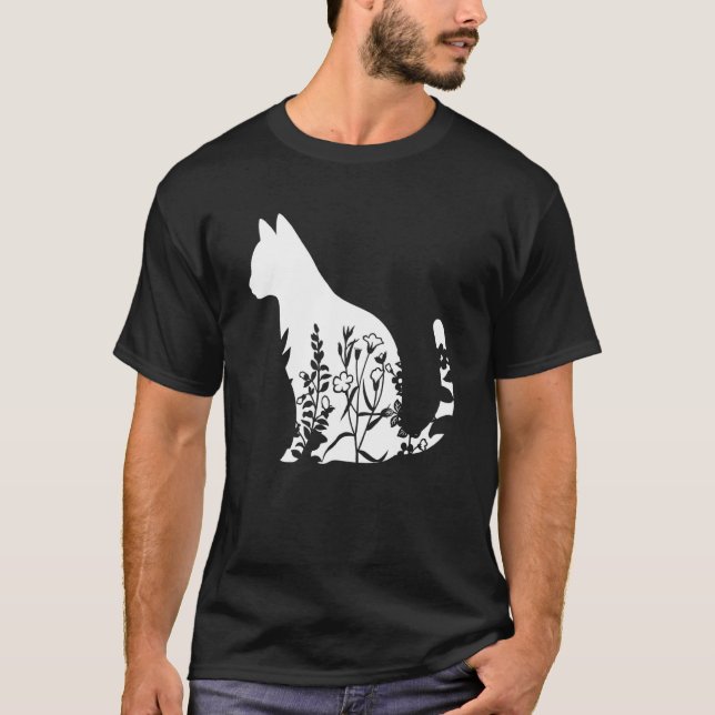 T-shirt Cute Ca Floral Ca Cat (Devant)
