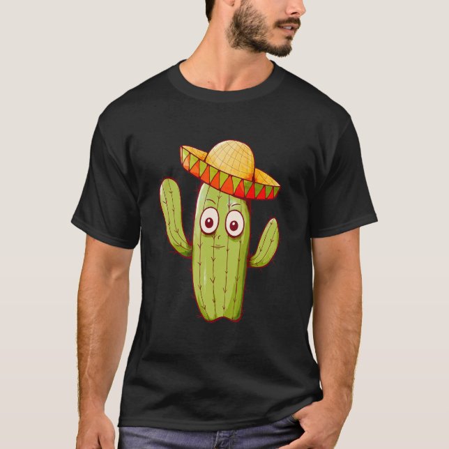 T-shirt Cute Cactus avec Casquette mexicain (Devant)