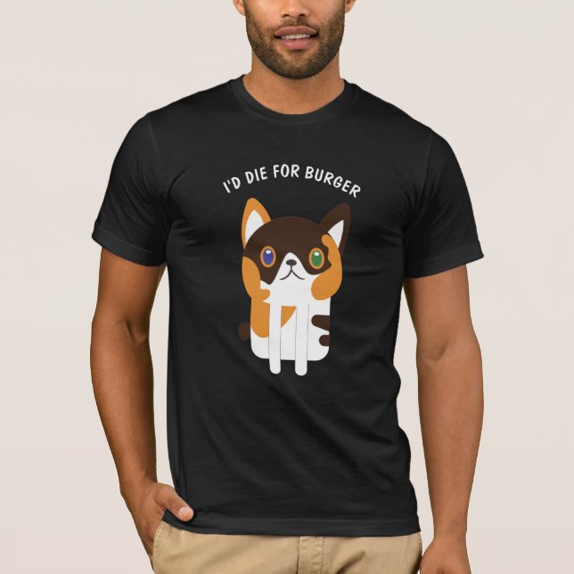 T-shirt Cute Calico Chat / Kitten Line Art (Devant)