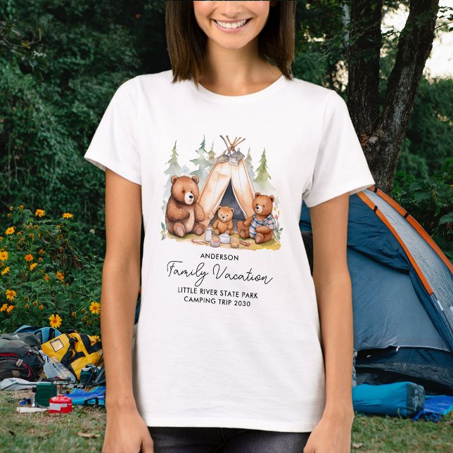T-shirt Cute Camping Bears Vacances familiales personnalis (Créateur téléchargé)