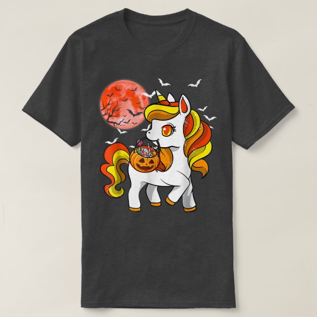 T-shirt Cute Candy Corn Unicorn Halloween 172 (Design devant)